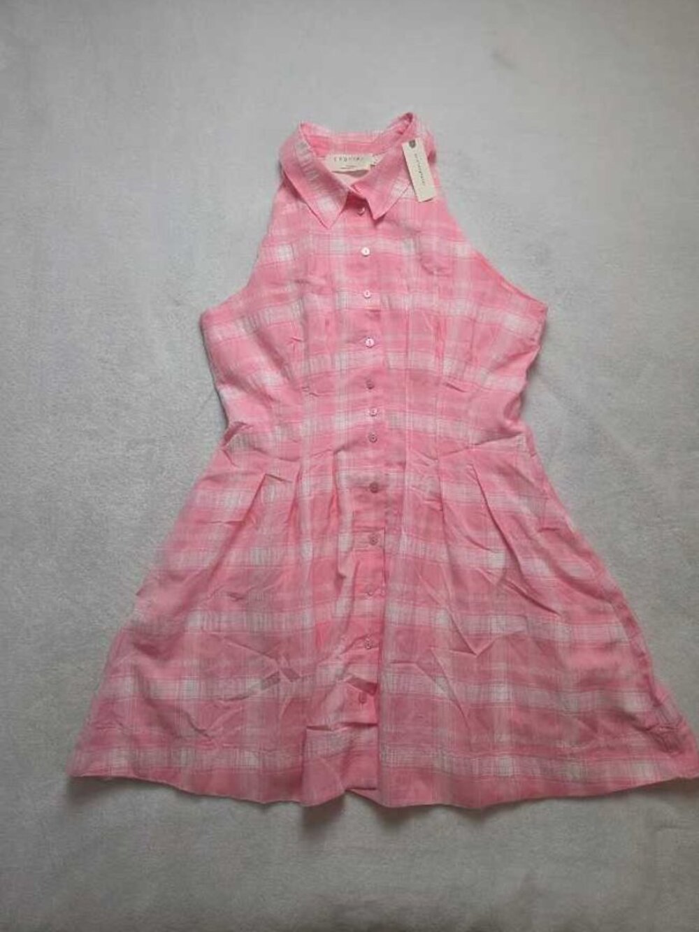 New L Anthropologie x Exquise Tobie mini shirtdress shirt dress in pink check